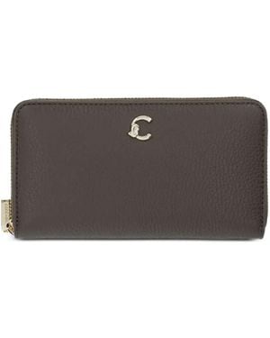 Coccinelle Logo-Plaque Pebbled-Leather Wallet - Grey