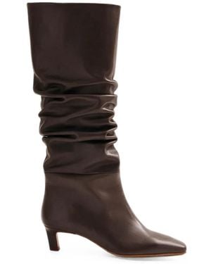 Alohas Kalila Ruched Leather Boots - Brown