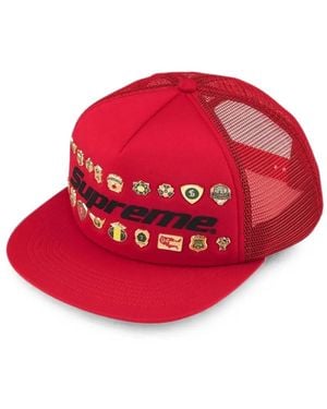 Supreme Pin-Embellished Five-Panel Cap - Red