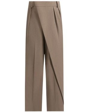 Manière De Voir Colette Tailored Wrap Pleat Trousers - Brown