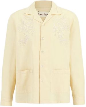 BAZISZT Cade Floral-Embroidered Long-Sleeve Shirt - Natural