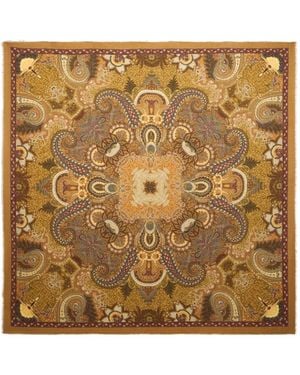 Etro Wool, Cashmere And Silk Shawl With Floral Paisley-Motif - Metallic
