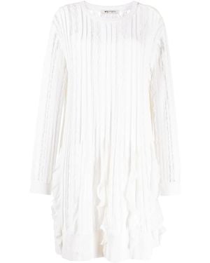 Ports 1961 Flutter Knitted Long-Sleeve Dress - White