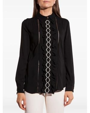 Elisabetta Franchi Ruffled Embroidered Blouse - Black