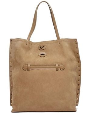 Zanellato Postina Studded Leather Shoulder Bag - Natural
