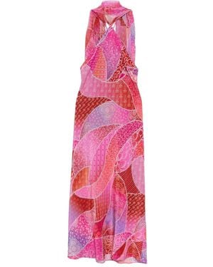 RIXO London Jurk Met Patchwork - Roze