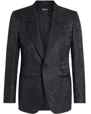 ZEGNA Jacquard Silk-Wool Blazer - Black
