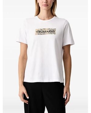 Trussardi Camiseta Con Logo Estampado - Blanco