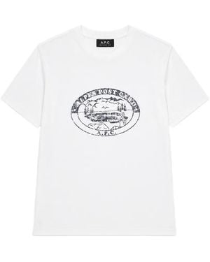 A.P.C. T-Shirt À Logo De Camping Effet Délavé - White