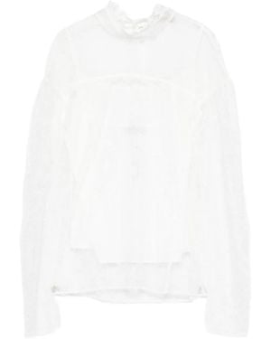 Twinset Top de encaje con cuello falso - Blanco