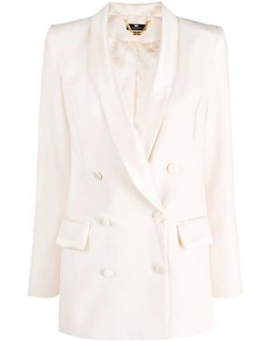 Elisabetta Franchi サテントリム ダブルジャケット - ホワイト