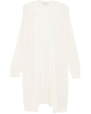 120% Lino Langer Cardigan aus Leinen - Weiß