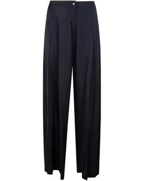 Silk95five Pleated Palazzo Pants - Blue