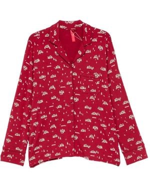 Skims Graphic-Print Button-Up Pajamas - Red