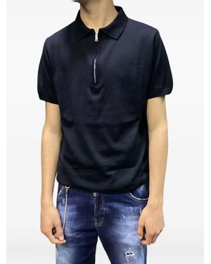 Yes London Zip-Neck Polo Shirt - Blue