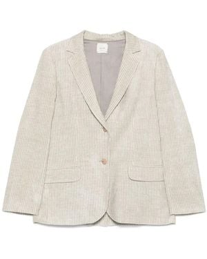Alysi Single-Breasted Velvet Blazer - White