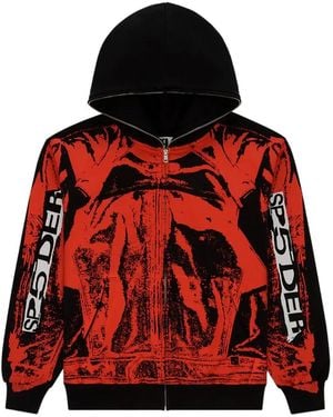 Sp5der Hoodie Jp5 Moto À Fermeture Zippée - Rouge