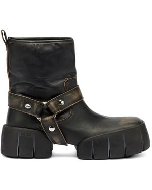 DIESEL D-Tex Strap-Detail Leather Boots - Black