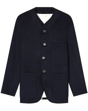 Emporio Armani Buttoned Patch-Pocket Jacket - Blue