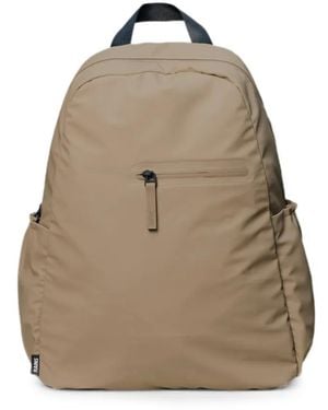 Rains Sac À Dos Zippé À Patch Logo Dash - Natural