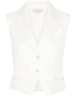 McQueen Twill Tailored Vest - White