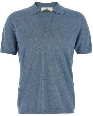 Riviera Meliertes Poloshirt Mit Offenem Kragen - Blau