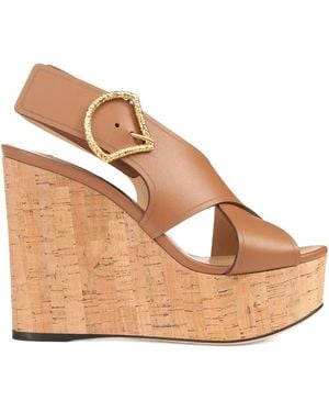 Sergio Rossi 75Mm Leather Sandals - Natural