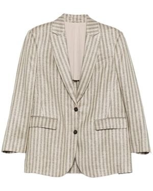 Brunello Cucinelli Striped Pocket Blazer - White