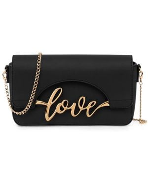 Love Moschino Logo-Plaque Shoulder Bag - Black