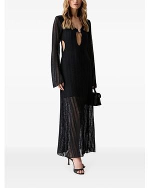 Haveone Cut-Out Open-Knit Maxi Dress - Black