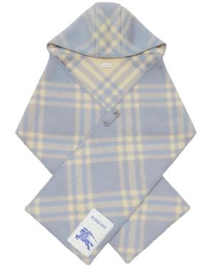 Burberry Bufanda Con Motivo Check Y Capucha - Azul