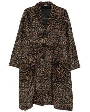 Rundholz Leopard-Jacquard Single-Breasted Coat - Brown