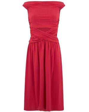 Alberta Ferretti Midikleid Mit Überkreuzter Taille - Rot