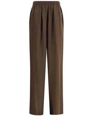 Petar Petrov Wide-Leg Silk Trousers - Brown