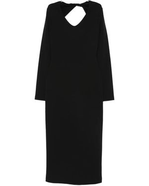 Emporio Armani Knot-Back Long-Sleeved Day Dress - Black