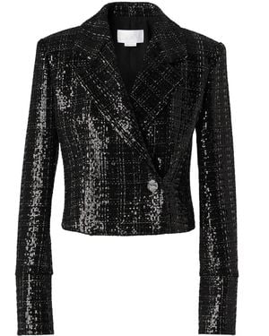 Genny Sequin-Embellished Tweed Cropped Jacket - Black