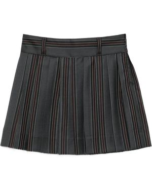 Enfants Riches Deprimes Striped Mini Pleated Skirt - Black