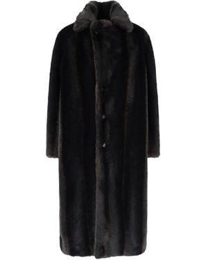 MM6 by Maison Margiela Faux-Fur Single-Breasted Jacket - Black