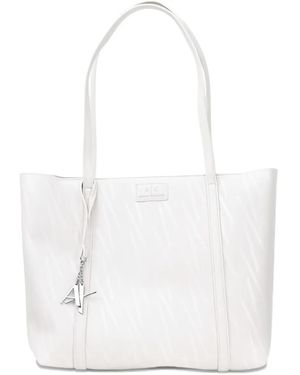 ARMANI EXCHANGE Monogram Logo-Plaque Tote Bag - White