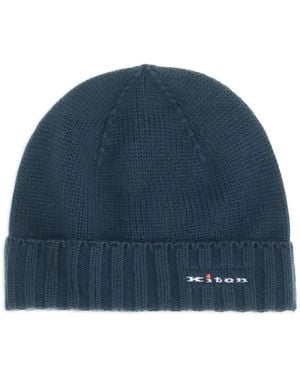 Kiton リブニット ハット - ブルー