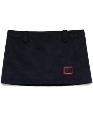 Miu Miu Logo-Embroidered Mini Skirt - Black