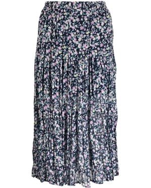 B+ AB Plooirok Met Bloemenprint - Blauw