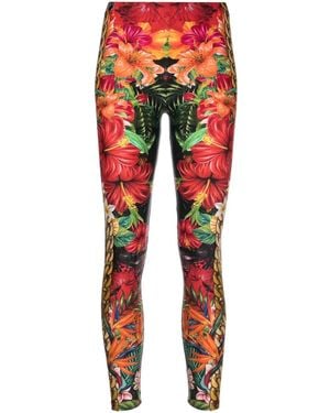 Philipp Plein Hawaii-Print Leggings - Red