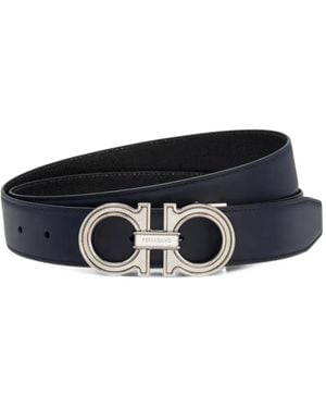 Ferragamo Reversible And Adjustable Gancini Belt - Black
