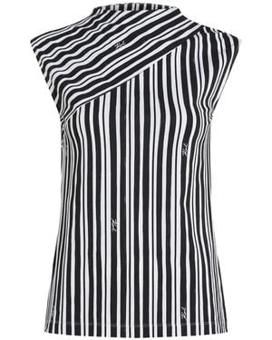 KARL LAGERFELD Striped-Pattern Top - Black