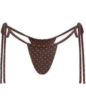FAE SWIM Wendbares Birdie Bikinihöschen mit Blumen - Braun