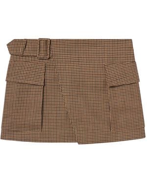 A.L.C. Falda con cinturón y bolsillo - Marrón