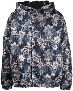 Versace Jeans Couture Floral-Print Padded Jacket - Grey