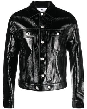Courreges High-Shine Leather Jacket - Black