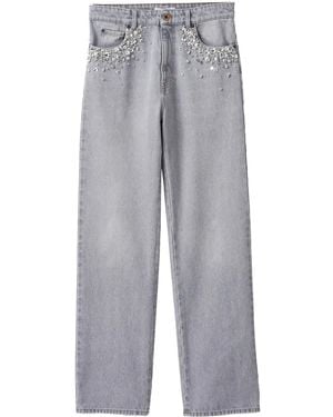 Miu Miu Vaqueros Rectos Con Detalles - Gris